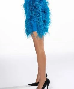 REAL OSTRICH FEATHERS MINI SKIRT 20 REAL OSTRICH FEATHERS MINI SKIRT -FINESSE-shop real ostrich feathers mini skirt blue 9 9