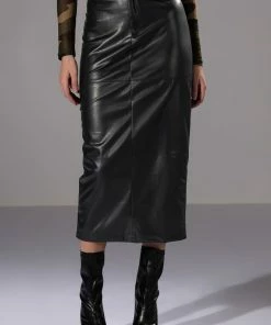 REAL TALK FAUX LEATHER MIDI SKIRT