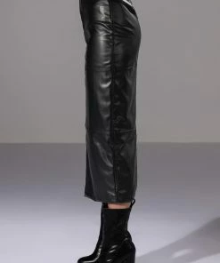 REAL TALK FAUX LEATHER MIDI SKIRT -FINESSE-shop real talk faux leather midi skirt black 6 6