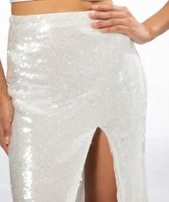 RESOLUTIONS SEQUIN SLIT MAXI SKIRT 11 RESOLUTIONS SEQUIN SLIT MAXI SKIRT -FINESSE-shop resolutions sequin slit maxi skirt white 7 7