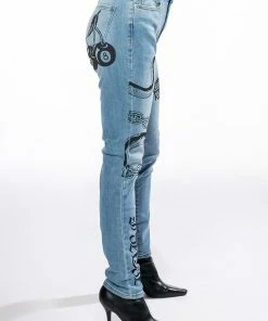 RIGHT CALL PAINTED HIGH RISE SKINNY JEANS -FINESSE-shop right call painted high rise skinny jeans medium blue denim 4 4