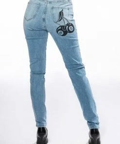 RIGHT CALL PAINTED HIGH RISE SKINNY JEANS -FINESSE-shop right call painted high rise skinny jeans medium blue denim 6 6