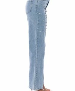 RILEE EMBELLISHED STRAIGHT FIT JEANS -FINESSE-shop rilee embellished straight fit jeans medium blue denim 5 5