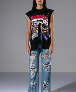 ROCK N' ROLL DESTROYED RELAXED JEANS -FINESSE-shop rock n roll destroyed relaxed jeans light blue denim 3 3