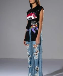 ROCK N' ROLL DESTROYED RELAXED JEANS -FINESSE-shop rock n roll destroyed relaxed jeans light blue denim 4 4