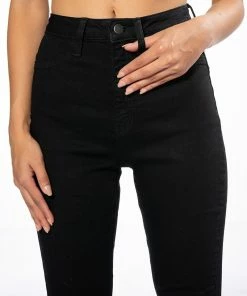 RUBY HIGH RISE SPLIT HEM SKINNY JEANS -FINESSE-shop ruby high rise split hem skinny jeans black 7 7