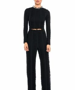 RUNNING WITH THE WOLVES TEXTURED PANTS -FINESSE-shop running with the wolves textured pants black 3 3