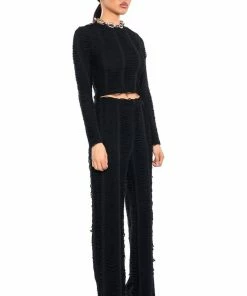 RUNNING WITH THE WOLVES TEXTURED PANTS -FINESSE-shop running with the wolves textured pants black 4 4