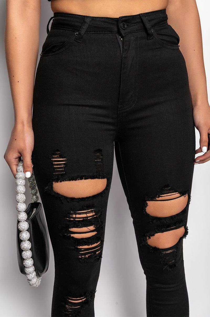 SANDY HIGH WAISTED DESTROYED FRAYED SKINNY JEAN 6 SANDY HIGH WAISTED DESTROYED FRAYED SKINNY JEAN - Image 6