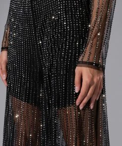 SELENA MESH WIDE LEG PANTS -FINESSE-shop selena mesh wide leg pants black grey 6 6