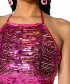 SENORITA EMBELLISHED HALTER TOP IN PINK 13 SENORITA EMBELLISHED HALTER TOP IN PINK -FINESSE-shop senorita embellished halter top pink 7 7