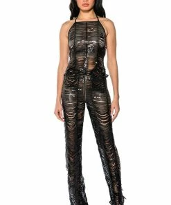 SENORITA EMBELLISHED STRAIGHT LEG PANT IN BLACK -FINESSE-shop senorita embellished straight leg pant black 3 3