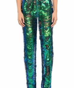 SENORITA EMBELLISHED STRAIGHT LEG PANT IN GREEN