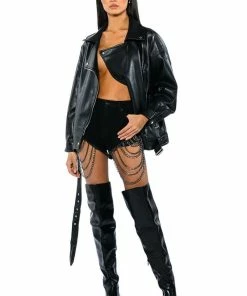 SEXY CHAIN DENIM SHORTS -FINESSE-shop sexy chain denim shorts in black black 5 5