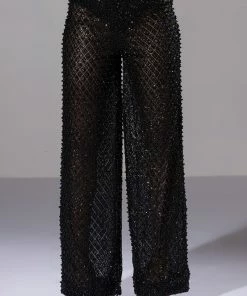 SEXY VILLAIN SHEER WIDE LEG GLITTER DETAIL PANTS -FINESSE-shop sexy villain sheer wide leg glitter detail pants black 4 4