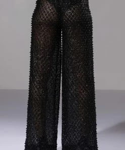 SEXY VILLAIN SHEER WIDE LEG GLITTER DETAIL PANTS -FINESSE-shop sexy villain sheer wide leg glitter detail pants black 6 6