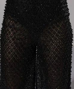 SEXY VILLAIN SHEER WIDE LEG GLITTER DETAIL PANTS -FINESSE-shop sexy villain sheer wide leg glitter detail pants black 7 7