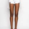SHADOW TULLE DETAIL ZIPPER DENIM SHORT
