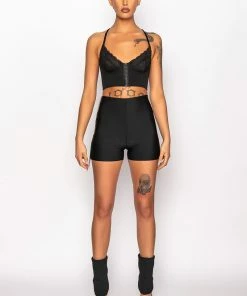 SHAKE IT FRINGE DETAIL BANDAGE SHORT -FINESSE-shop shake it fringe detail bandage short black 10 10