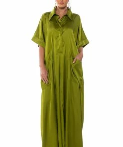 SHE'S RICH OVERSIZED SATIN JUMPSUIT IN GREEN