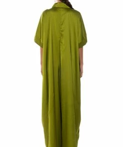SHE'S RICH OVERSIZED SATIN JUMPSUIT IN GREEN -FINESSE-shop shes rich oversized satin jumpsuit in green green 4 4