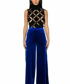 SHOW ME LOVE VELVET WIDE LEG TROUSER -FINESSE-shop show me love velvet wide leg trouser royal blue 3 3