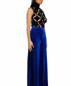SHOW ME LOVE VELVET WIDE LEG TROUSER -FINESSE-shop show me love velvet wide leg trouser royal blue 4 4
