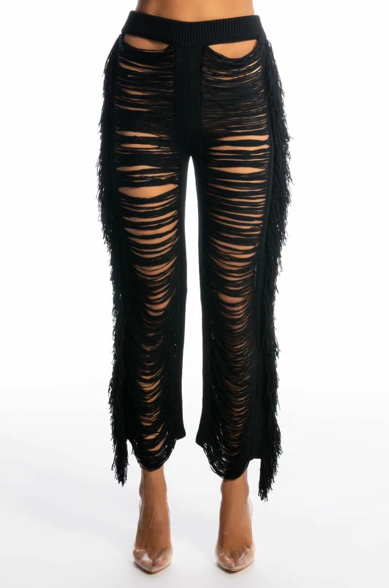SHREDDED HIGH WAIST KNIT PANTS 4 SHREDDED HIGH WAIST KNIT PANTS - Image 4