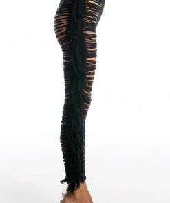 SHREDDED HIGH WAIST KNIT PANTS 12 SHREDDED HIGH WAIST KNIT PANTS -FINESSE-shop shredded high waist knit pants black 6 6 c1