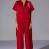 SILENT DREAMER SHORT SLEEVE SATIN JUMPSUIT