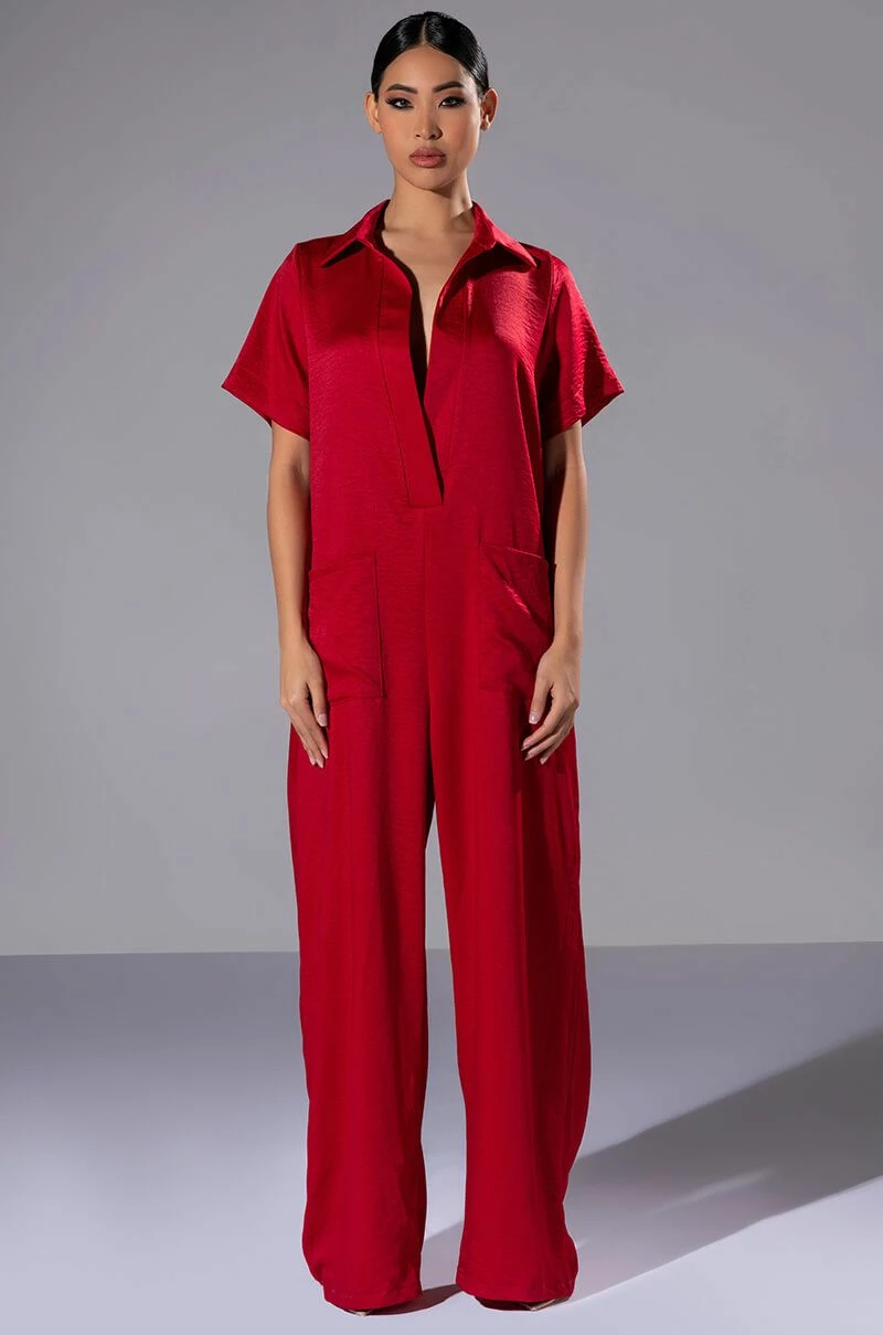 SILENT DREAMER SHORT SLEEVE SATIN JUMPSUIT 1 SILENT DREAMER SHORT SLEEVE SATIN JUMPSUIT