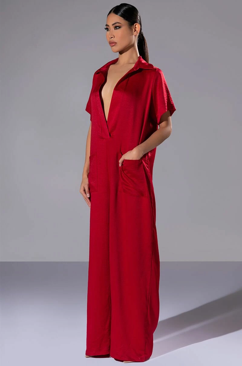 SILENT DREAMER SHORT SLEEVE SATIN JUMPSUIT 2 SILENT DREAMER SHORT SLEEVE SATIN JUMPSUIT - Image 2