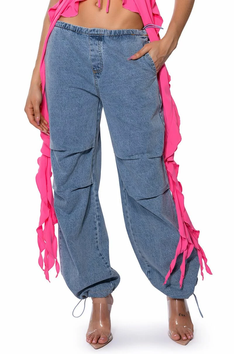 SKATER GIRL DENIM DRAWSTRING PANT 1 SKATER GIRL DENIM DRAWSTRING PANT
