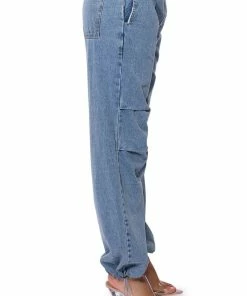 SKATER GIRL DENIM DRAWSTRING PANT 14 SKATER GIRL DENIM DRAWSTRING PANT -FINESSE-shop skater girl denim drawstring pant light blue denim 7 7