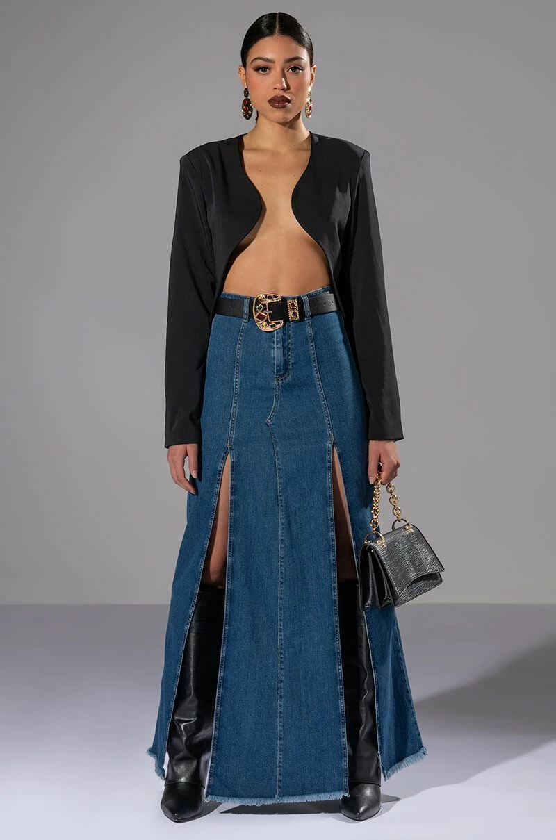 SO SLAYING DOUBLE SLIT DENIM MAXI SKIRT 2 SO SLAYING DOUBLE SLIT DENIM MAXI SKIRT - Image 2
