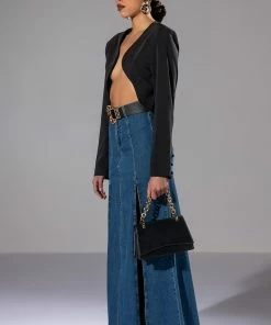 SO SLAYING DOUBLE SLIT DENIM MAXI SKIRT 12 SO SLAYING DOUBLE SLIT DENIM MAXI SKIRT -FINESSE-shop so slaying double slit denim maxi skirt medium blue denim 4 4