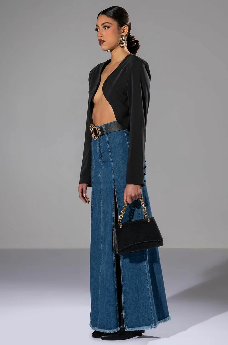 SO SLAYING DOUBLE SLIT DENIM MAXI SKIRT 4 SO SLAYING DOUBLE SLIT DENIM MAXI SKIRT - Image 4