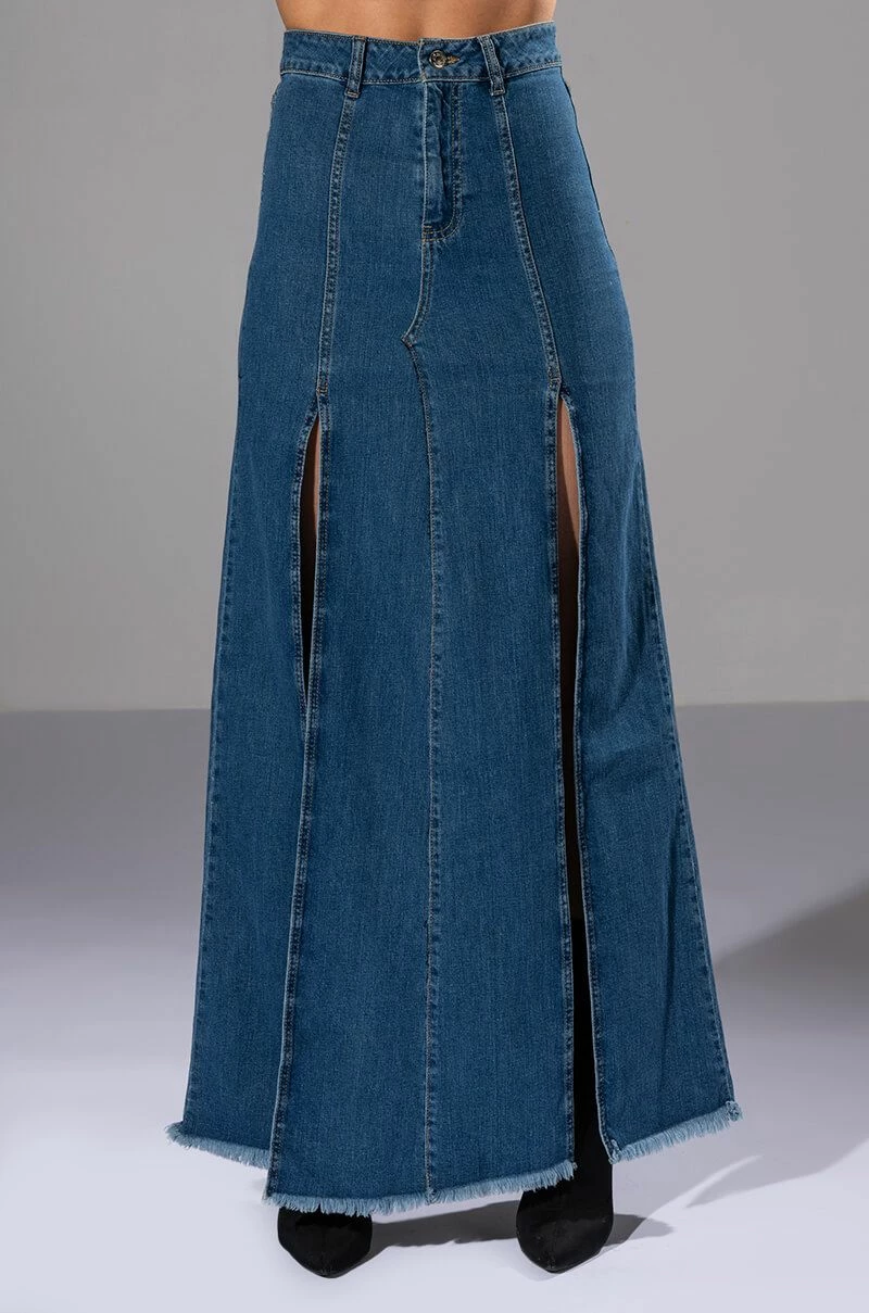 SO SLAYING DOUBLE SLIT DENIM MAXI SKIRT 5 SO SLAYING DOUBLE SLIT DENIM MAXI SKIRT - Image 5