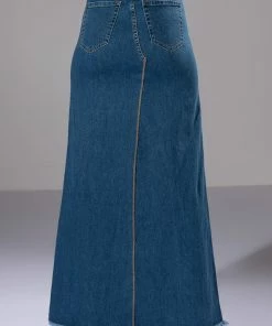SO SLAYING DOUBLE SLIT DENIM MAXI SKIRT 15 SO SLAYING DOUBLE SLIT DENIM MAXI SKIRT -FINESSE-shop so slaying double slit denim maxi skirt medium blue denim 7 7