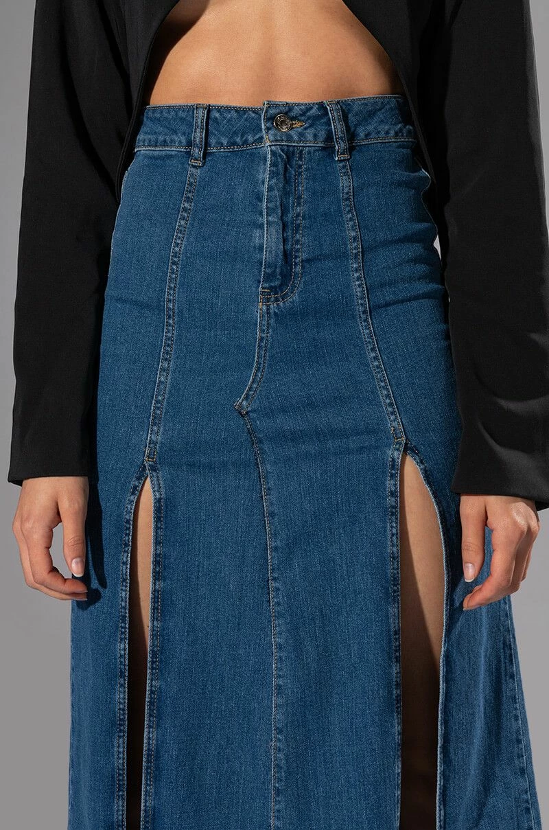 SO SLAYING DOUBLE SLIT DENIM MAXI SKIRT 8 SO SLAYING DOUBLE SLIT DENIM MAXI SKIRT - Image 8