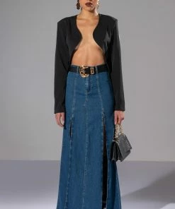 SO SLAYING DOUBLE SLIT DENIM MAXI SKIRT 17 SO SLAYING DOUBLE SLIT DENIM MAXI SKIRT -FINESSE-shop so slaying double slit denim maxi skirt medium blue denim 9 9