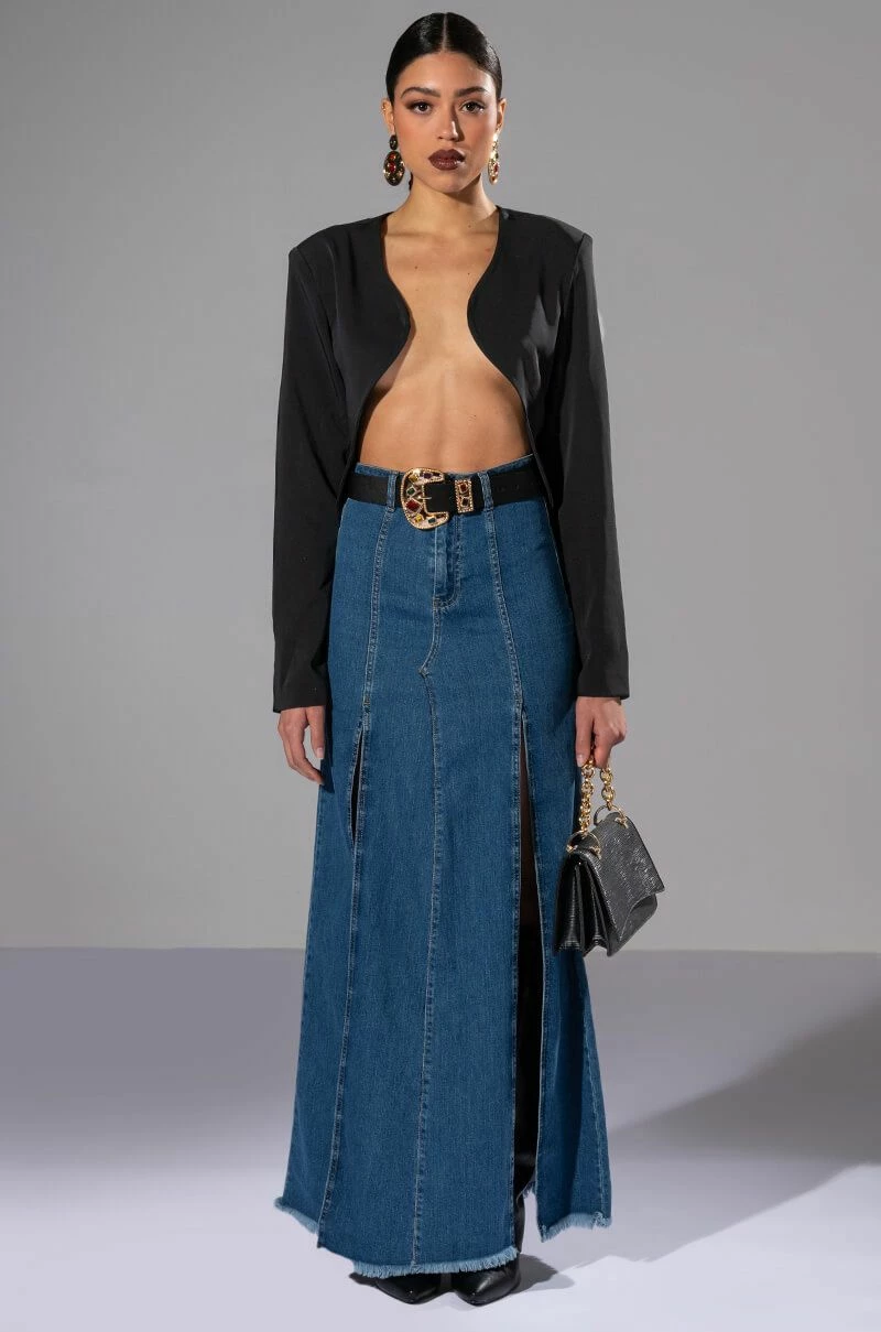SO SLAYING DOUBLE SLIT DENIM MAXI SKIRT 9 SO SLAYING DOUBLE SLIT DENIM MAXI SKIRT - Image 9