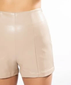 SOHO FAUX LEATHER BOOTY SHORT 16 SOHO FAUX LEATHER BOOTY SHORT -FINESSE-shop soho faux leather booty short beige 8 8 c1