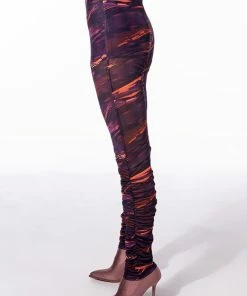 SOMETHING SPECIAL MESH LEGGING WITH RUCHED DETAIL -FINESSE-shop something special mesh legging with ruched detail purple multi 5 5