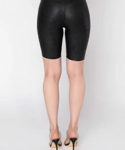 SPANX FAUX LEATHER BIKE SHORT -FINESSE-shop spanx faux leather bike short black 3