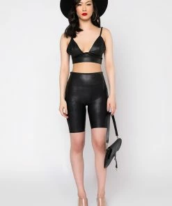 SPANX FAUX LEATHER BIKE SHORT -FINESSE-shop spanx faux leather bike short black 5
