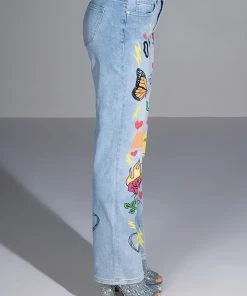 SPECIAL THING PAINTED HIGH RISE STRAIGHT LEG JEAN -FINESSE-shop special thing painted high rise straight leg jean light blue denim 4 4