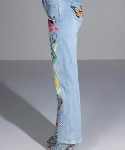 SPECIAL THING PAINTED HIGH RISE STRAIGHT LEG JEAN -FINESSE-shop special thing painted high rise straight leg jean light blue denim 5 5