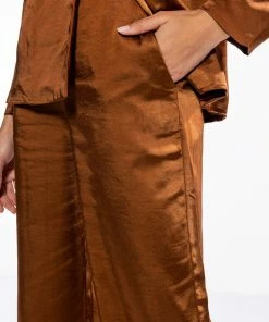 STAY RADIANT SATIN TROUSER -FINESSE-shop stay radiant satin trouser brown 6 6