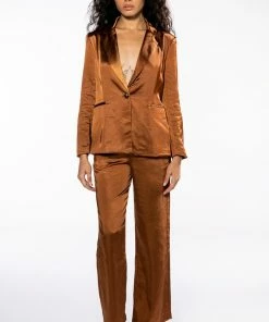 STAY RADIANT SATIN TROUSER -FINESSE-shop stay radiant satin trouser brown 7 7